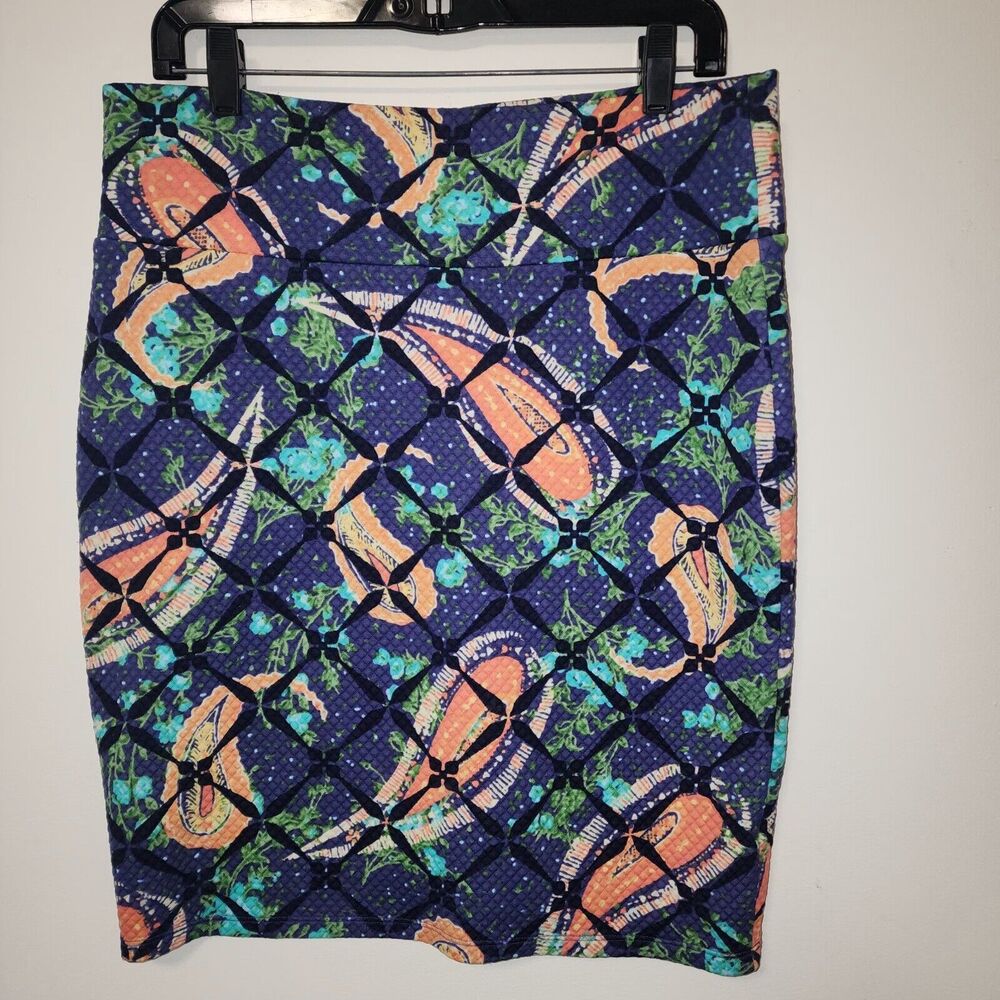 LulaRoe Teal Stretch Pull-on Women Pencil Skirt Size L